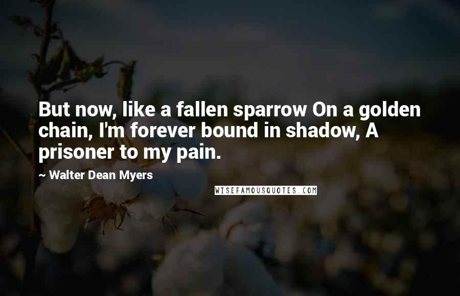 Walter Dean Myers Quotes: But now, like a fallen sparrow On a golden chain, I'm forever bound in shadow, A prisoner to my pain.