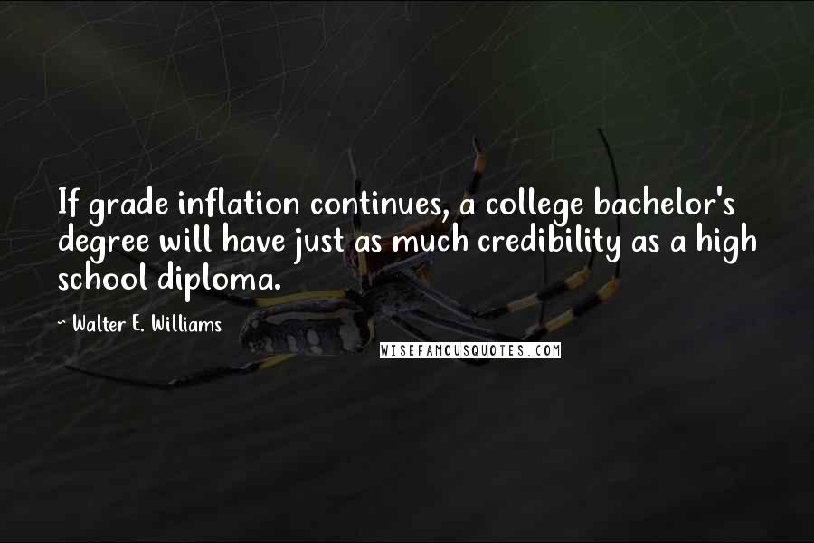 Walter E. Williams Quotes: If grade inflation continues, a college bachelor's degree will have just as much credibility as a high school diploma.