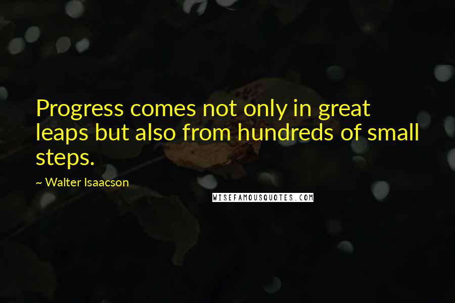 Walter Isaacson Quotes: Progress comes not only in great leaps but also from hundreds of small steps.