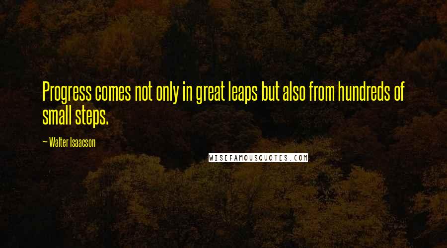 Walter Isaacson Quotes: Progress comes not only in great leaps but also from hundreds of small steps.