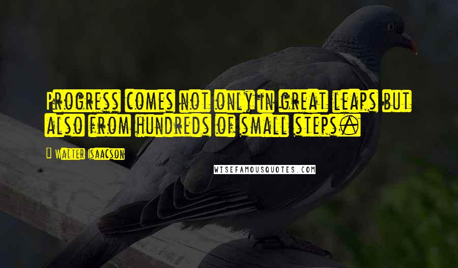 Walter Isaacson Quotes: Progress comes not only in great leaps but also from hundreds of small steps.
