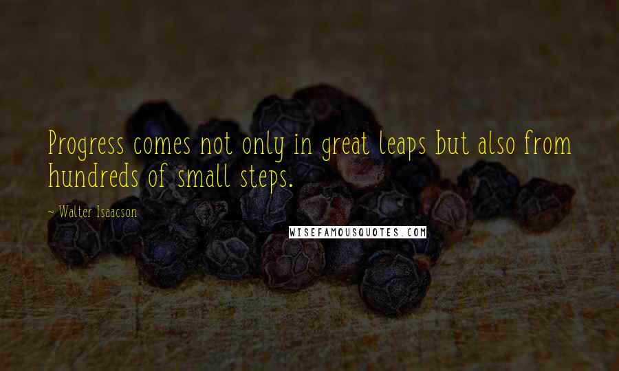 Walter Isaacson Quotes: Progress comes not only in great leaps but also from hundreds of small steps.