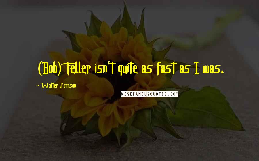 Walter Johnson Quotes: (Bob) Feller isn't quite as fast as I was.