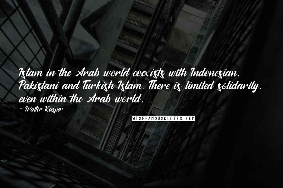 Walter Kasper Quotes: Islam in the Arab world coexists with Indonesian, Pakistani and Turkish Islam. There is limited solidarity, even within the Arab world.