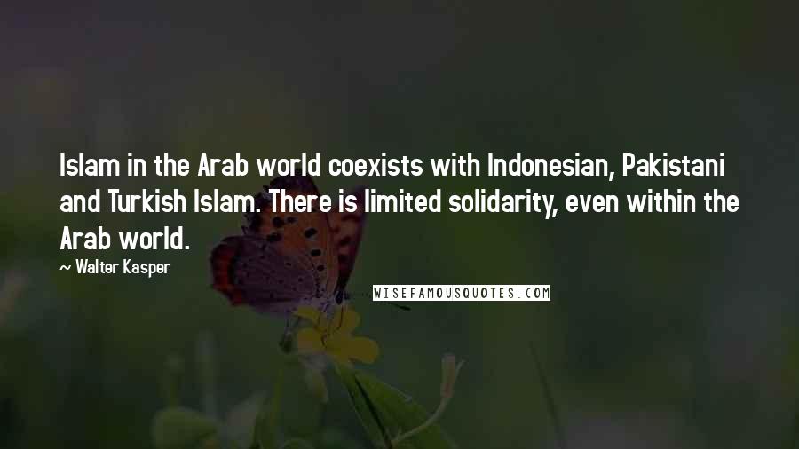 Walter Kasper Quotes: Islam in the Arab world coexists with Indonesian, Pakistani and Turkish Islam. There is limited solidarity, even within the Arab world.