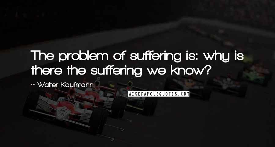 Walter Kaufmann Quotes: The problem of suffering is: why is there the suffering we know?