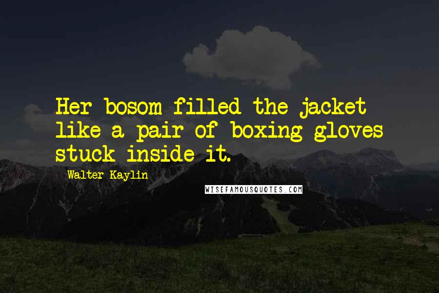 Walter Kaylin Quotes: Her bosom filled the jacket like a pair of boxing gloves stuck inside it.