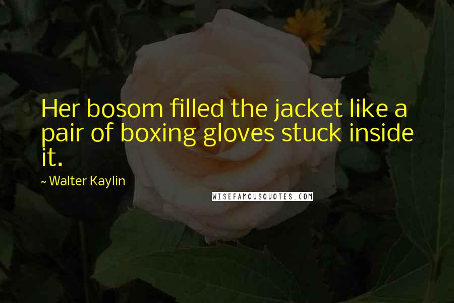 Walter Kaylin Quotes: Her bosom filled the jacket like a pair of boxing gloves stuck inside it.