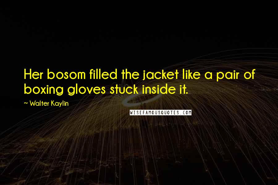 Walter Kaylin Quotes: Her bosom filled the jacket like a pair of boxing gloves stuck inside it.