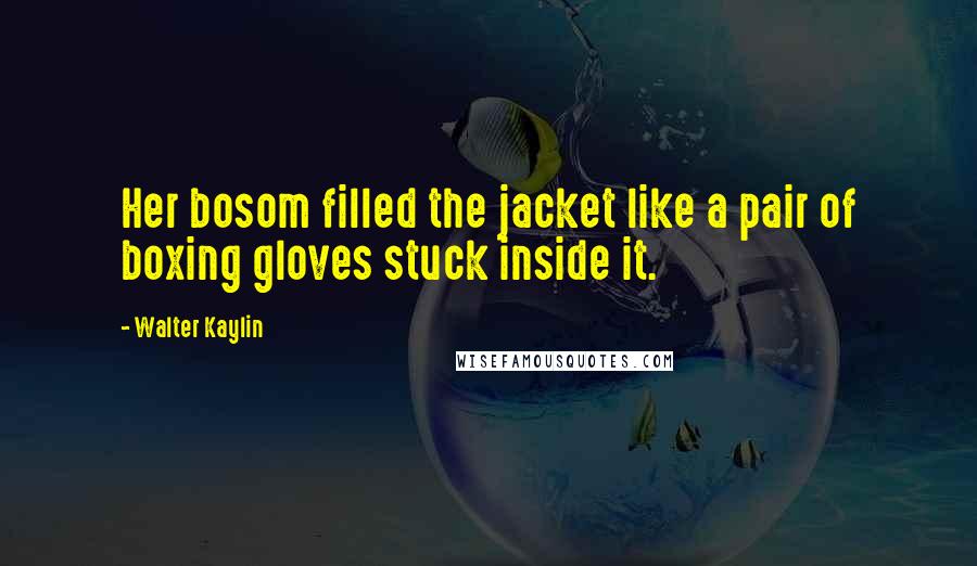 Walter Kaylin Quotes: Her bosom filled the jacket like a pair of boxing gloves stuck inside it.