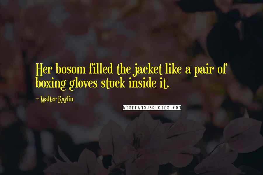 Walter Kaylin Quotes: Her bosom filled the jacket like a pair of boxing gloves stuck inside it.
