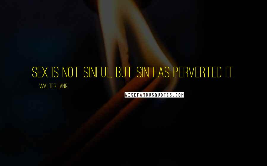 Walter Lang Quotes: Sex is not sinful, but sin has perverted it.