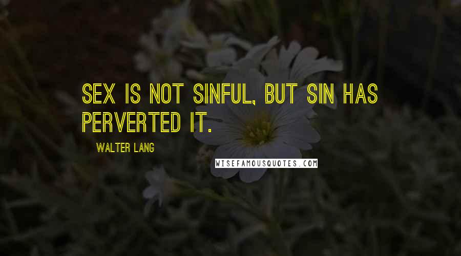 Walter Lang Quotes: Sex is not sinful, but sin has perverted it.