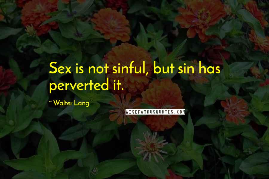 Walter Lang Quotes: Sex is not sinful, but sin has perverted it.