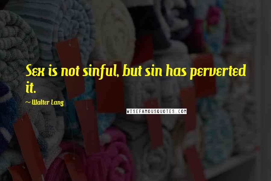 Walter Lang Quotes: Sex is not sinful, but sin has perverted it.