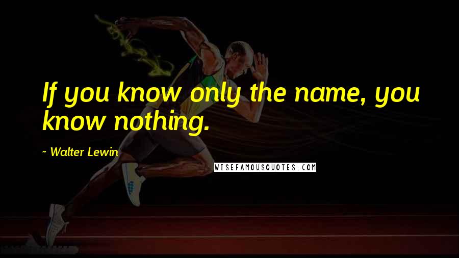 Walter Lewin Quotes: If you know only the name, you know nothing.
