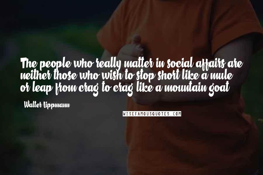 Walter Lippmann Quotes: The people who really matter in social affairs are neither those who wish to stop short like a mule, or leap from crag to crag like a mountain goat.