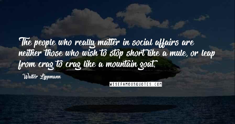 Walter Lippmann Quotes: The people who really matter in social affairs are neither those who wish to stop short like a mule, or leap from crag to crag like a mountain goat.