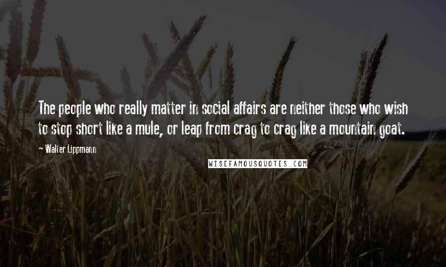 Walter Lippmann Quotes: The people who really matter in social affairs are neither those who wish to stop short like a mule, or leap from crag to crag like a mountain goat.