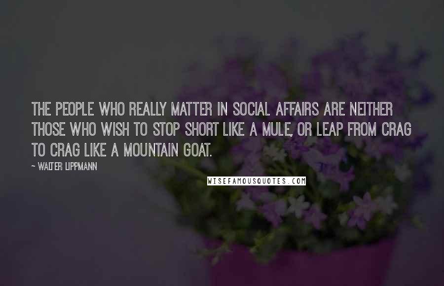 Walter Lippmann Quotes: The people who really matter in social affairs are neither those who wish to stop short like a mule, or leap from crag to crag like a mountain goat.