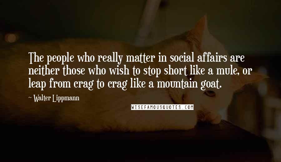 Walter Lippmann Quotes: The people who really matter in social affairs are neither those who wish to stop short like a mule, or leap from crag to crag like a mountain goat.