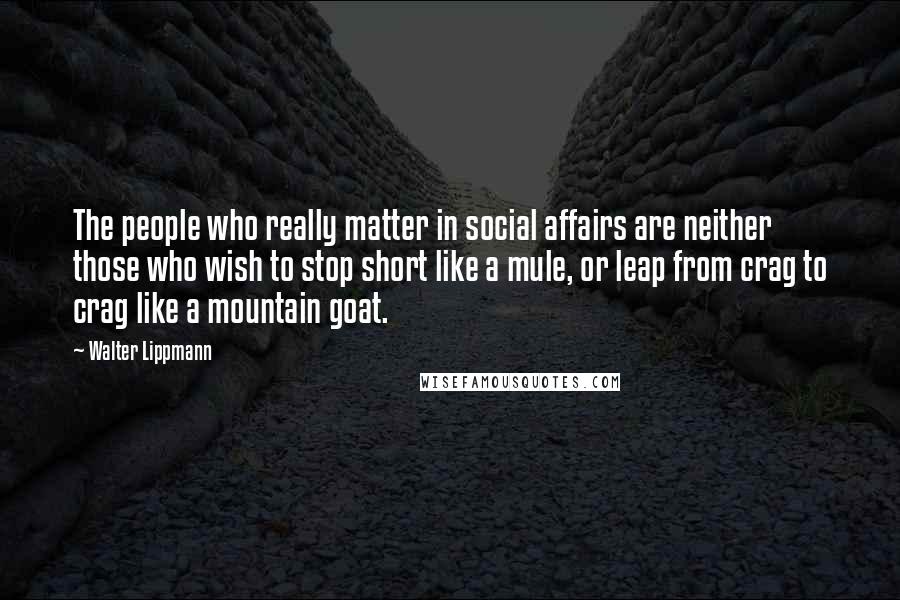 Walter Lippmann Quotes: The people who really matter in social affairs are neither those who wish to stop short like a mule, or leap from crag to crag like a mountain goat.