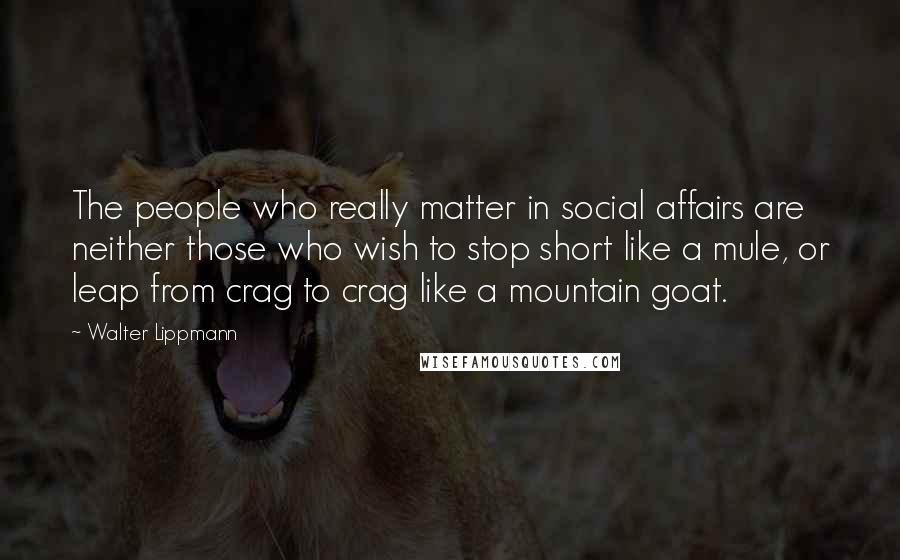 Walter Lippmann Quotes: The people who really matter in social affairs are neither those who wish to stop short like a mule, or leap from crag to crag like a mountain goat.