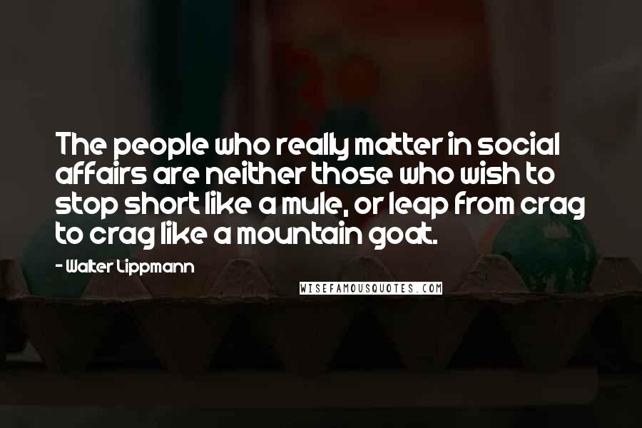 Walter Lippmann Quotes: The people who really matter in social affairs are neither those who wish to stop short like a mule, or leap from crag to crag like a mountain goat.