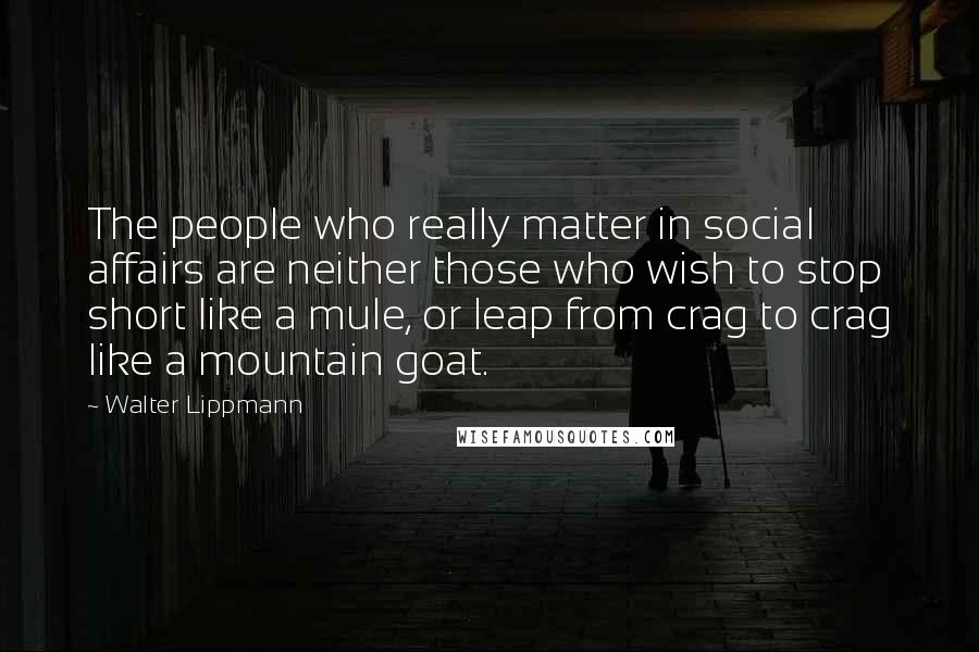 Walter Lippmann Quotes: The people who really matter in social affairs are neither those who wish to stop short like a mule, or leap from crag to crag like a mountain goat.