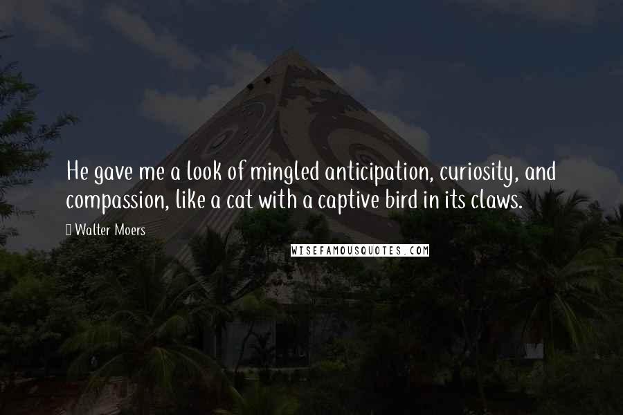 Walter Moers Quotes: He gave me a look of mingled anticipation, curiosity, and compassion, like a cat with a captive bird in its claws.