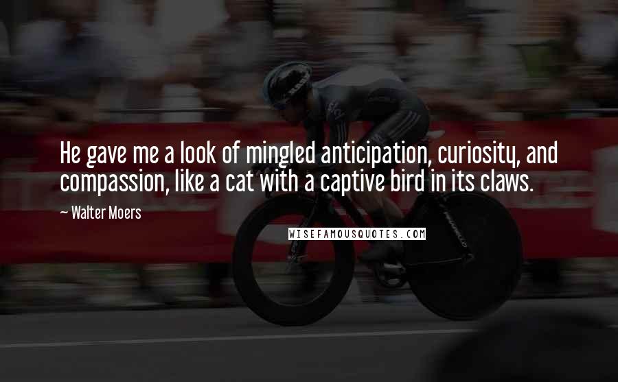 Walter Moers Quotes: He gave me a look of mingled anticipation, curiosity, and compassion, like a cat with a captive bird in its claws.