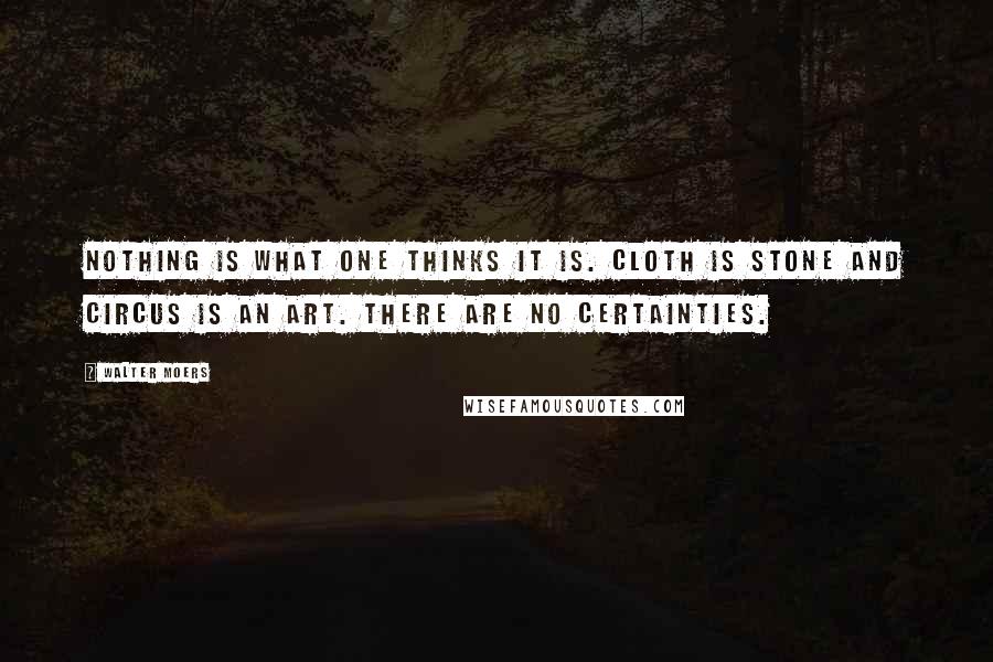 Walter Moers Quotes: Nothing is what one thinks it is. Cloth is stone and circus is an art. There are no certainties.