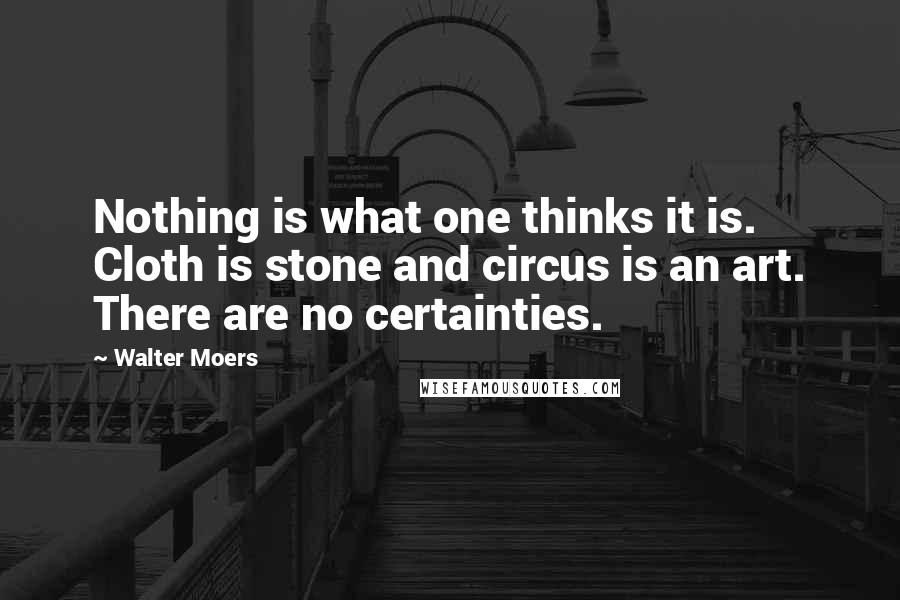 Walter Moers Quotes: Nothing is what one thinks it is. Cloth is stone and circus is an art. There are no certainties.