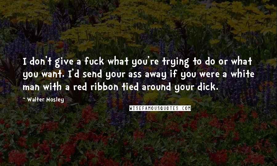 Walter Mosley Quotes: I don't give a fuck what you're trying to do or what you want. I'd send your ass away if you were a white man with a red ribbon tied around your dick.