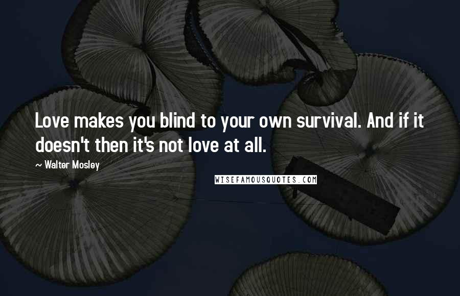 Walter Mosley Quotes: Love makes you blind to your own survival. And if it doesn't then it's not love at all.