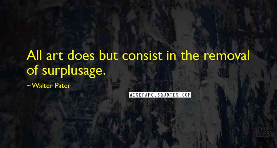 Walter Pater Quotes: All art does but consist in the removal of surplusage.