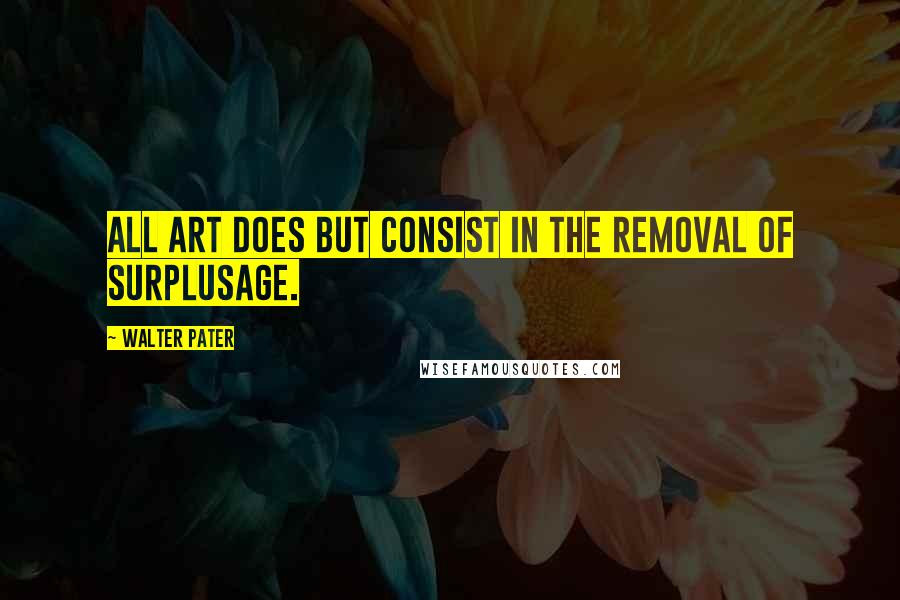 Walter Pater Quotes: All art does but consist in the removal of surplusage.