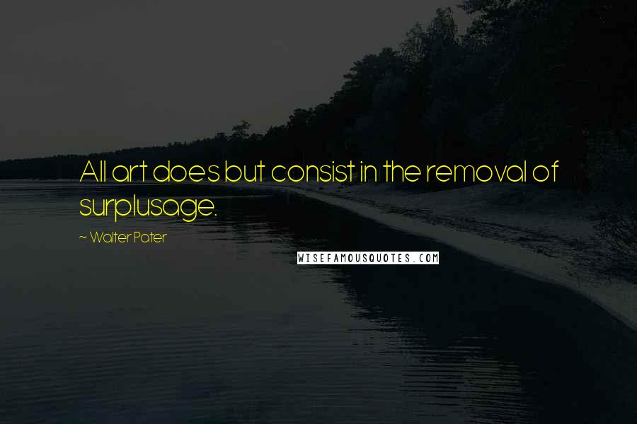 Walter Pater Quotes: All art does but consist in the removal of surplusage.