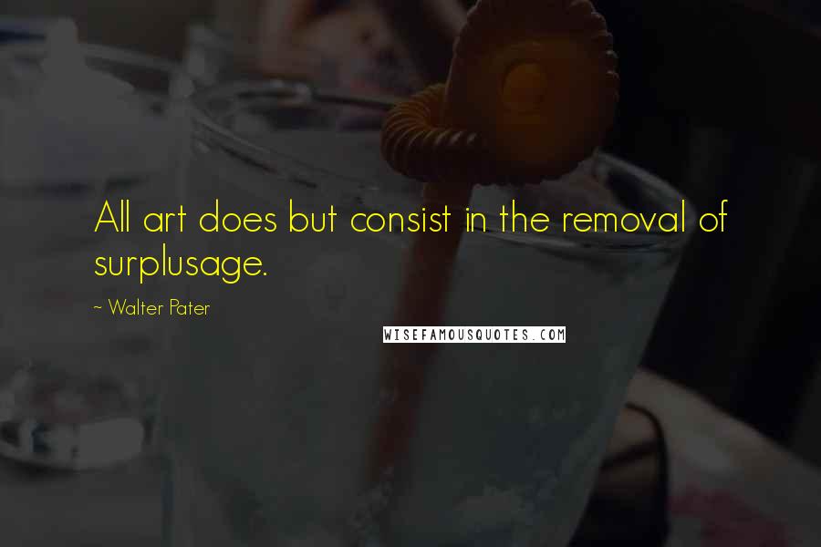 Walter Pater Quotes: All art does but consist in the removal of surplusage.