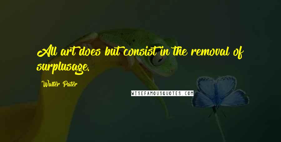 Walter Pater Quotes: All art does but consist in the removal of surplusage.