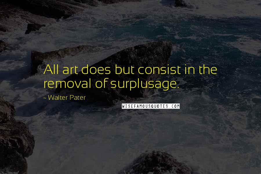 Walter Pater Quotes: All art does but consist in the removal of surplusage.