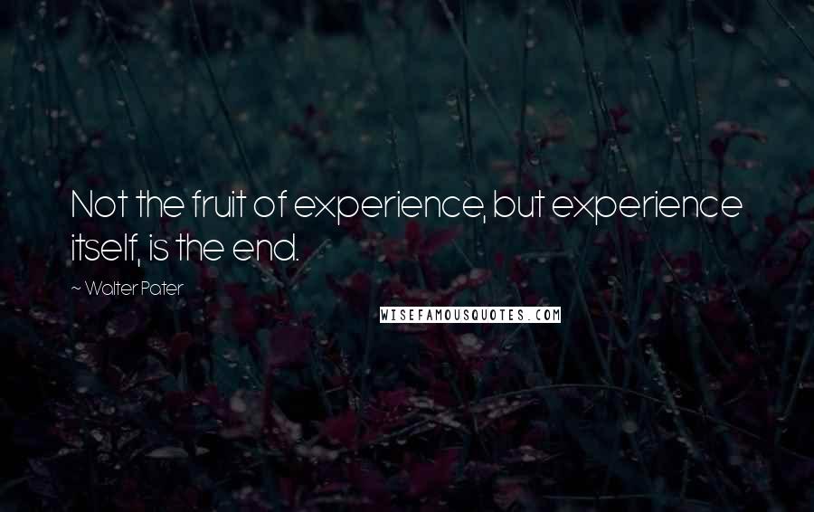 Walter Pater Quotes: Not the fruit of experience, but experience itself, is the end.