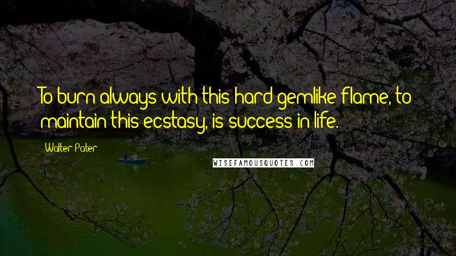 Walter Pater Quotes: To burn always with this hard gemlike flame, to maintain this ecstasy, is success in life.