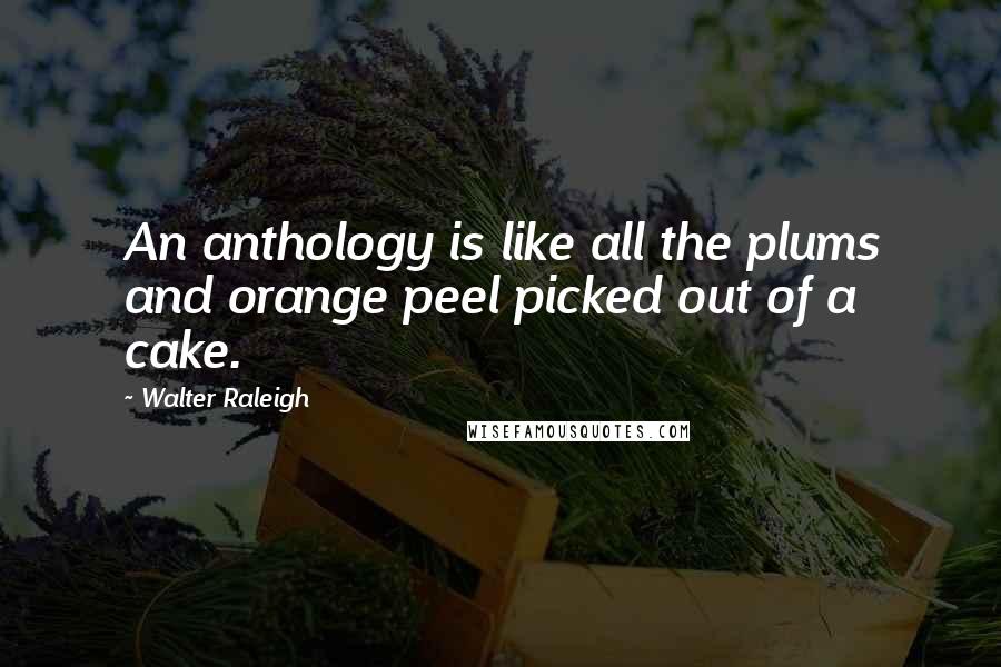 Walter Raleigh Quotes: An anthology is like all the plums and orange peel picked out of a cake.