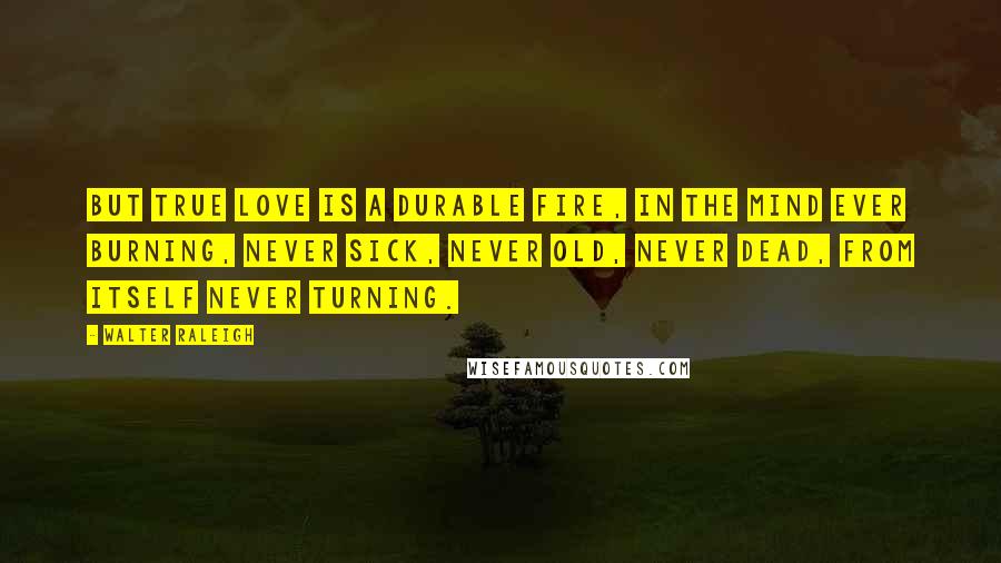 Walter Raleigh Quotes: But true love is a durable fire, In the mind ever burning, Never sick, never old, never dead, From itself never turning.