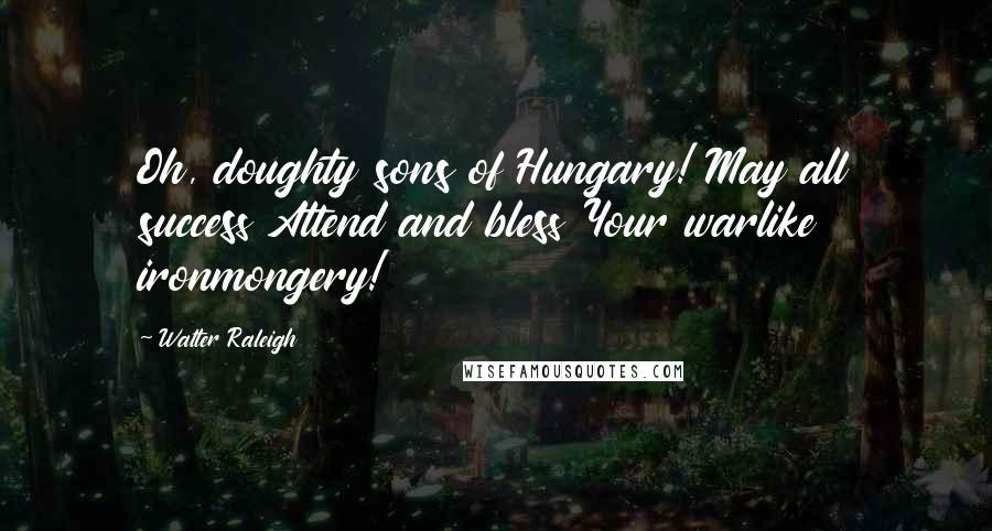 Walter Raleigh Quotes: Oh, doughty sons of Hungary! May all success Attend and bless Your warlike ironmongery!