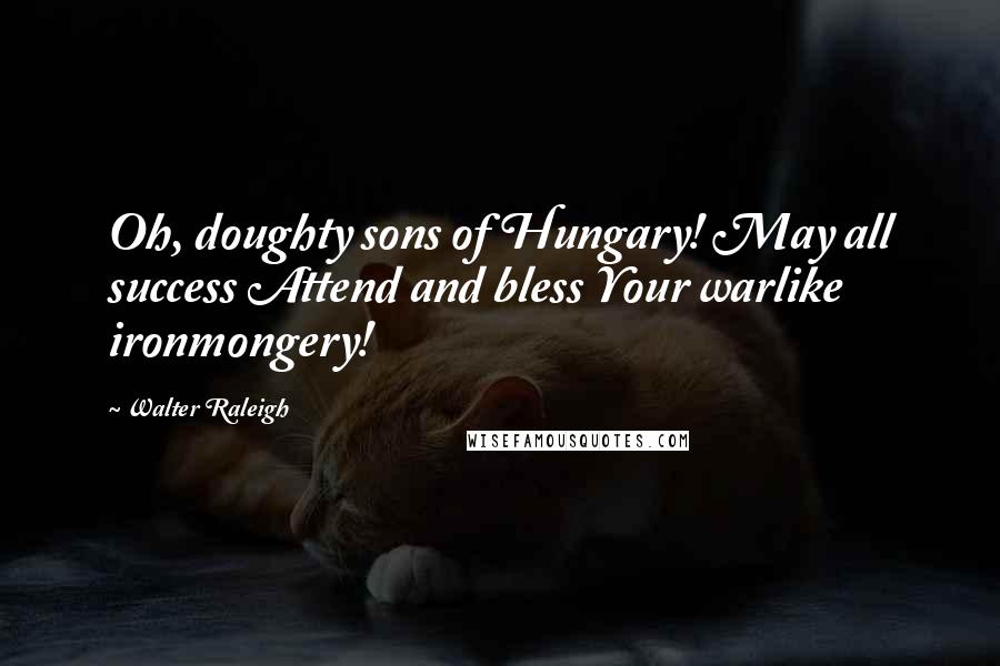 Walter Raleigh Quotes: Oh, doughty sons of Hungary! May all success Attend and bless Your warlike ironmongery!