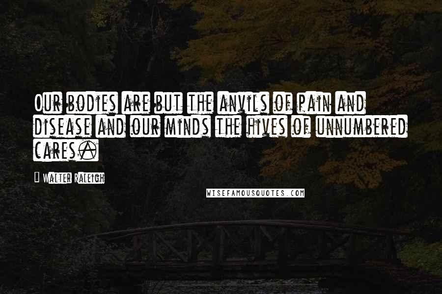 Walter Raleigh Quotes: Our bodies are but the anvils of pain and disease and our minds the hives of unnumbered cares.