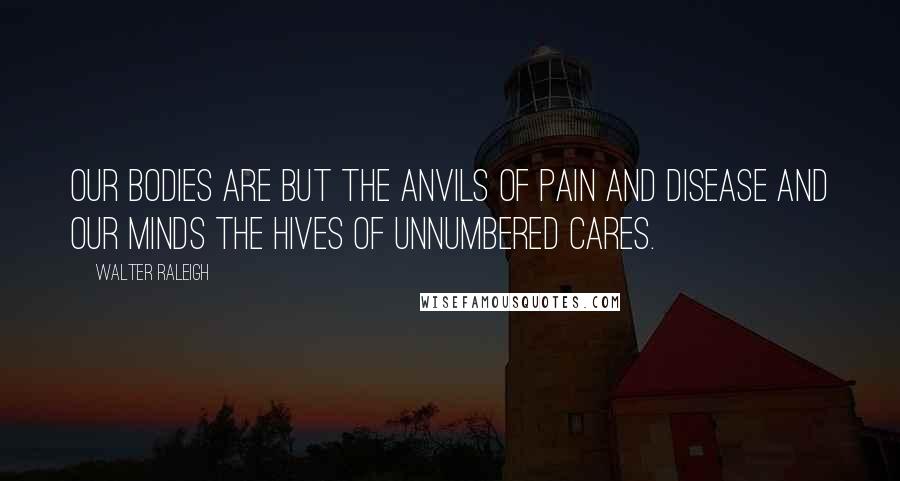 Walter Raleigh Quotes: Our bodies are but the anvils of pain and disease and our minds the hives of unnumbered cares.