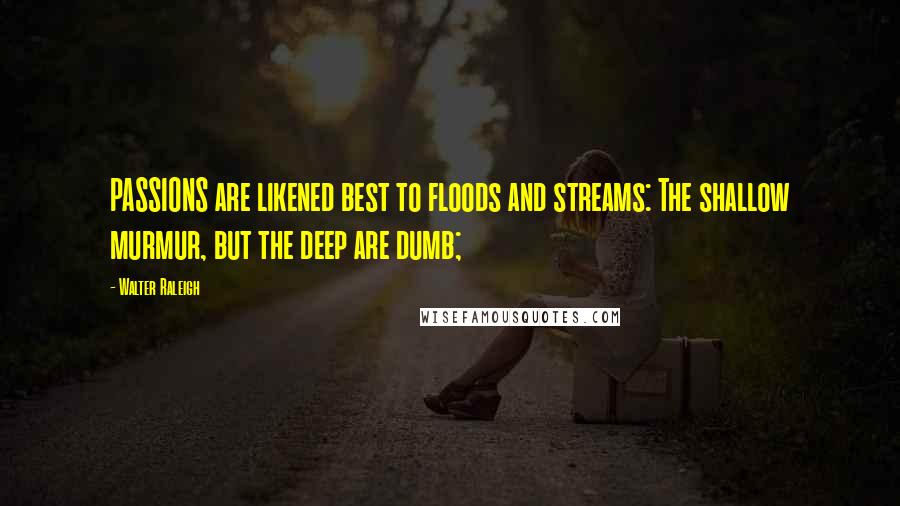 Walter Raleigh Quotes: PASSIONS are likened best to floods and streams: The shallow murmur, but the deep are dumb;